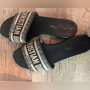 Authentic Christian Dior embroidered flats